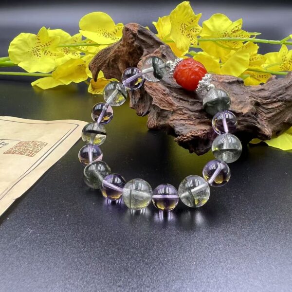 🌟 Green Phantom Quartz & Amethyst Bracelet 🌟 Five Elements Wealth & Spiritual Growth | Attract Abundance, Enhance Intuition, Feng Shui Healing Crystal Jewelry for Career & Luck - Image 2