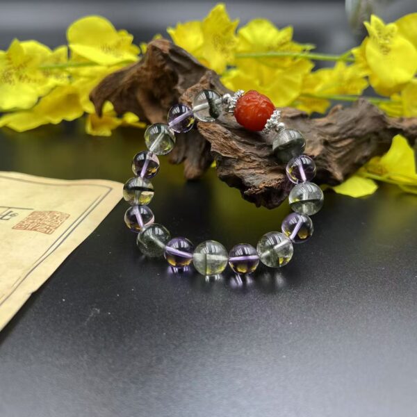 🌟 Green Phantom Quartz & Amethyst Bracelet 🌟 Five Elements Wealth & Spiritual Growth | Attract Abundance, Enhance Intuition, Feng Shui Healing Crystal Jewelry for Career & Luck - Image 3