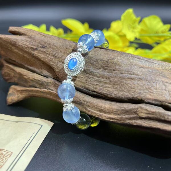 🌊🌿 Aquamarine & Green Phantom Quartz Bracelet with Gemstone Charm 🌟 Five Elements Wealth & Growth Jewelry | Attract Abundance, Career Success, Feng Shui Healing Crystal for Luck & Protection - Image 4