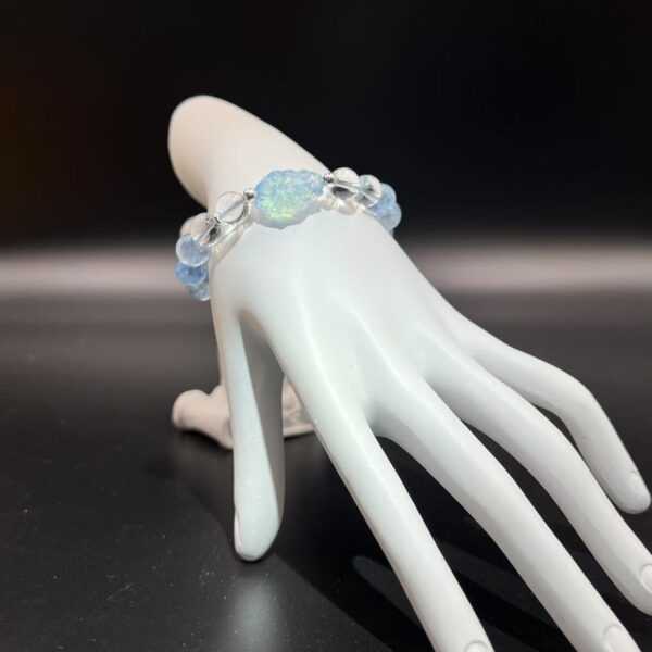 🌊✨ Aquamarine & Clear Quartz Bracelet with Raw Sapphire 🌟 Five Elements Wealth & Clarity Jewelry | Boost Communication, Career Success, Feng Shui Energy Stone for Luck & Protection - Image 5