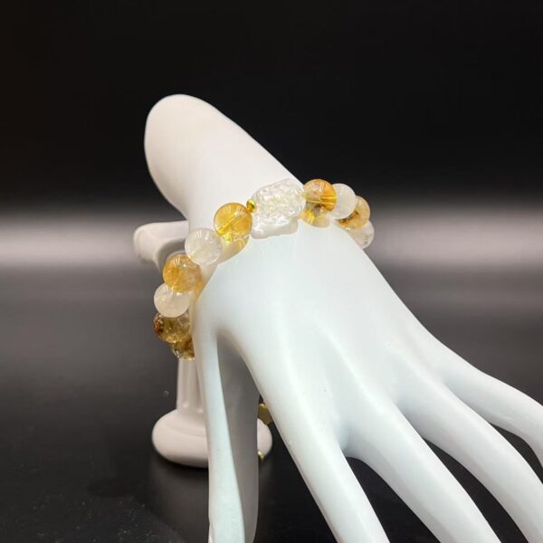 "Natural White Azeztulite & Yellow Tanzanite Pi Xiu Crystal Bracelet | Wealth Protection & Energy Balance Five Elements Jewelry | Career, Health & Fortune Guardian" - Image 5
