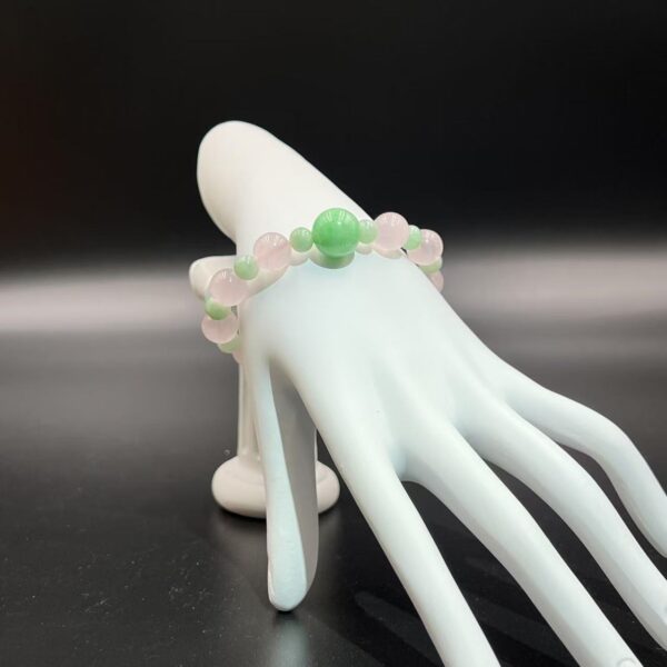 "Natural Pink Quartz & Green Jade Five Elements Bracelet | Love & Career Success Energy Jewelry | Attract Romance, Wealth & Noble Connections" - Image 5