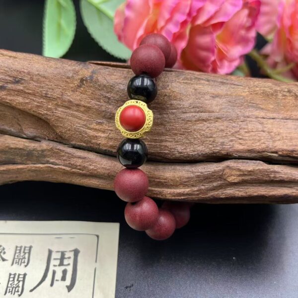Ciyuan Hall Cinnabar Protection Bracelet | Herbal Skincare, Anxiety Relief & Zodiac Blessings Jewelry with Angelica & Rose Beads - Image 3