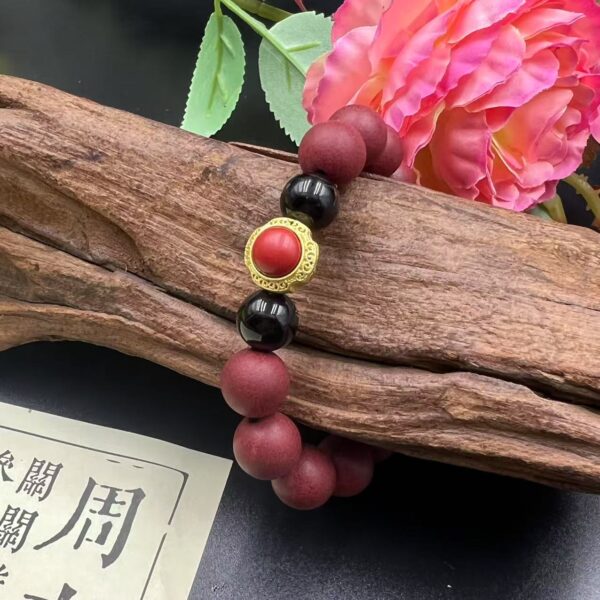 Ciyuan Hall Cinnabar Protection Bracelet | Herbal Skincare, Anxiety Relief & Zodiac Blessings Jewelry with Angelica & Rose Beads - Image 4