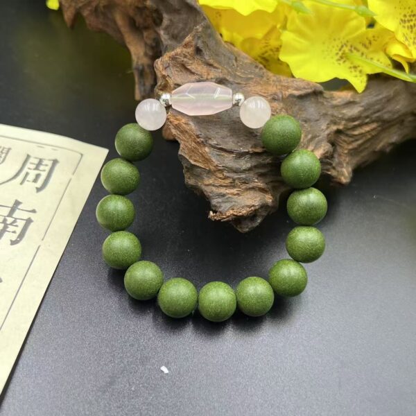 [Ciyuantang] Calming Herbal Bracelet for Stress Relief｜Dream Spirit Beads + Rose Quartz｜Buddhist Five Elements Energy Bracelet for Emotional Balance, Better Sleep & Enhanced Romance