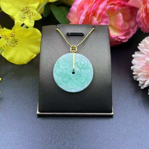 [Ciyuantang] Ice Green Jade Antique Peace Button Necklace｜Gold-Plated Clasp｜Buddhist Protective Amulet Five Elements Energy Jewelry Fortune Attraction Career Success Auspiciousness - Image 5