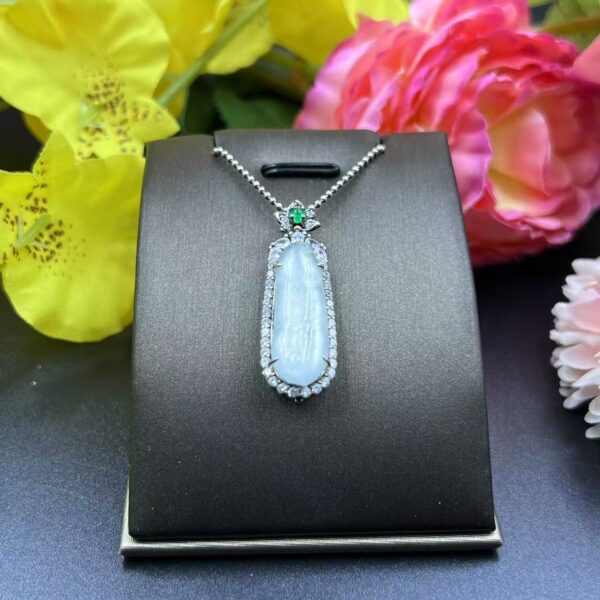 [Ciyuantang] Ice Green Jade Four-Season Bean Necklace｜Diamond-Inlaid Silver Base｜Buddhist Protective Amulet Five Elements Energy Jewelry Fortune Attraction Career Success Auspiciousness - Image 5