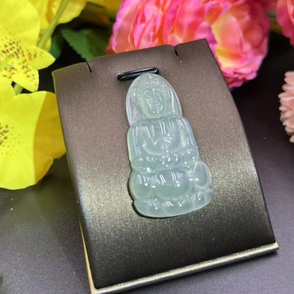 [Ciyuantang] Ice Green Jade Guanyin Bodhisattva Necklace｜High-End Buddha Head Design｜Buddhist Protective Amulet Five Elements Energy Jewelry Fortune Attraction Career Success Auspiciousness - Image 3