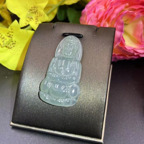 [Ciyuantang] Ice Green Jade Guanyin Bodhisattva Necklace｜High-End Buddha Head Design｜Buddhist Protective Amulet Five Elements Energy Jewelry Fortune Attraction Career Success Auspiciousness