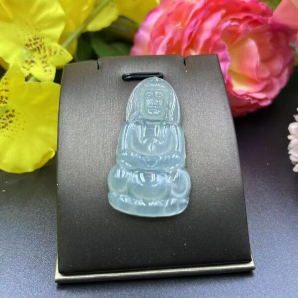 [Ciyuantang] Ice Green Jade Guanyin Bodhisattva Necklace｜High-End Buddha Head Design｜Buddhist Protective Amulet Five Elements Energy Jewelry Fortune Attraction Career Success Auspiciousness - Image 2