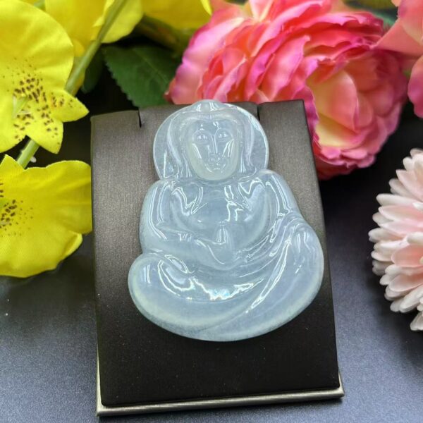 [Ciyuantang] Ice Green Jade Bodhisattva Pendant Necklace｜High-End Buddha Head Design｜Buddhist Protective Amulet Five Elements Energy Jewelry Fortune Attraction Career Success Auspiciousness - Image 2