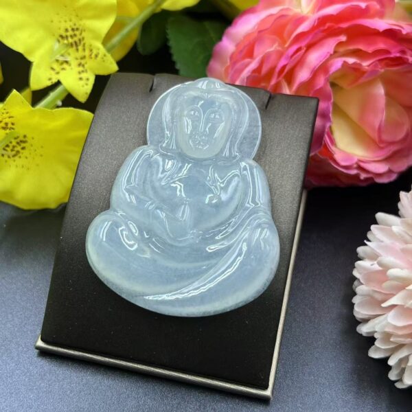 [Ciyuantang] Ice Green Jade Bodhisattva Pendant Necklace｜High-End Buddha Head Design｜Buddhist Protective Amulet Five Elements Energy Jewelry Fortune Attraction Career Success Auspiciousness - Image 4